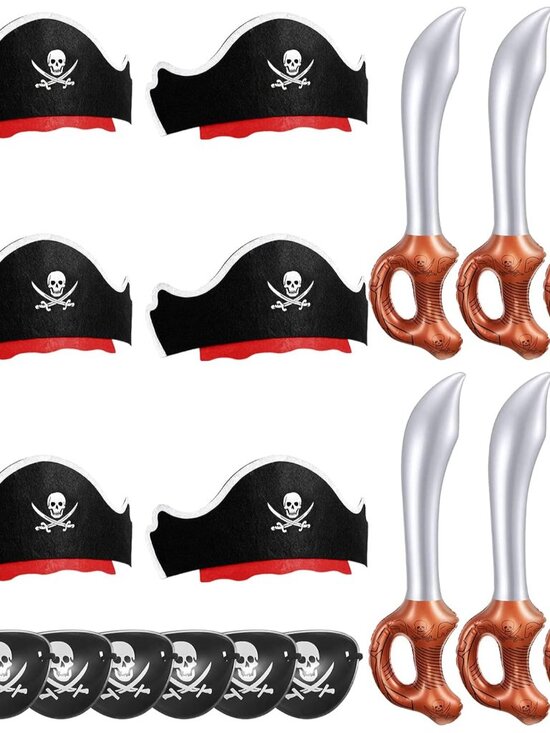 Other - 18 Pcs Pirate Party Accessories for Kids, 6 Hats 6 Patches 6 Swords